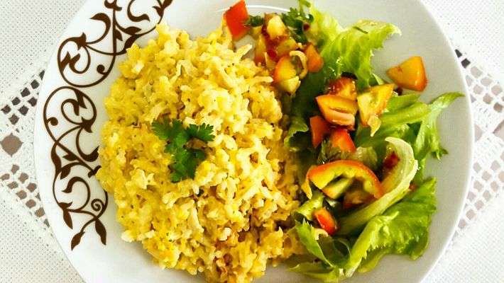 Receita de Risoto de arroz integral e frango desfiado