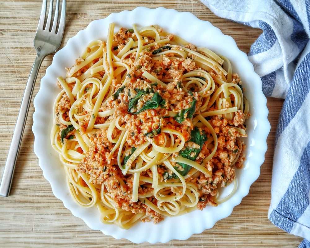Receita de esparguete à bolonhesa com Proteínas de Soja